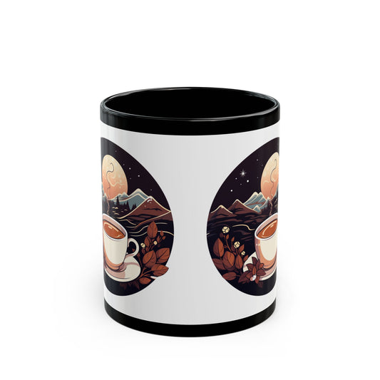 Serene Mountain Sunset Black Mug - Cozy Coffee Gift for Nature Lovers