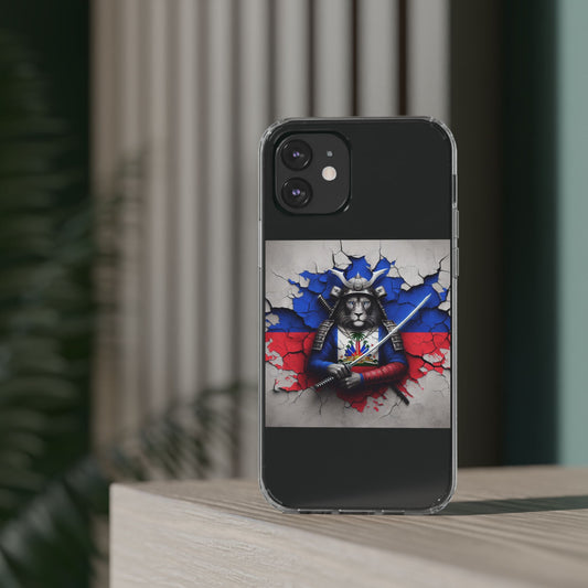 Lion Warrior Clear Phone Case - Trendy Russian Flag Design, Perfect for Animal Lovers and Patriots