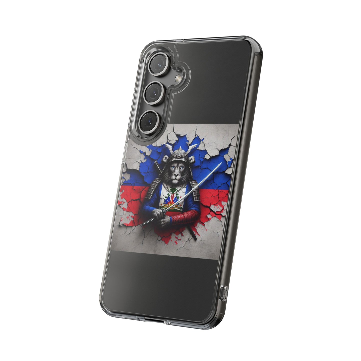 Lion Warrior Clear Phone Case - Trendy Russian Flag Design, Perfect for Animal Lovers and Patriots