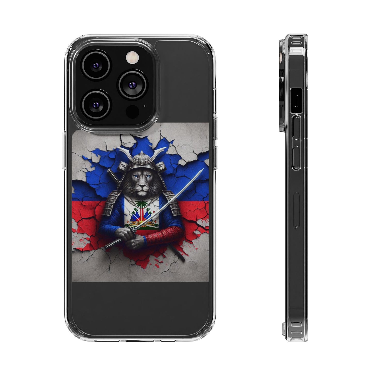 Lion Warrior Clear Phone Case - Trendy Russian Flag Design, Perfect for Animal Lovers and Patriots