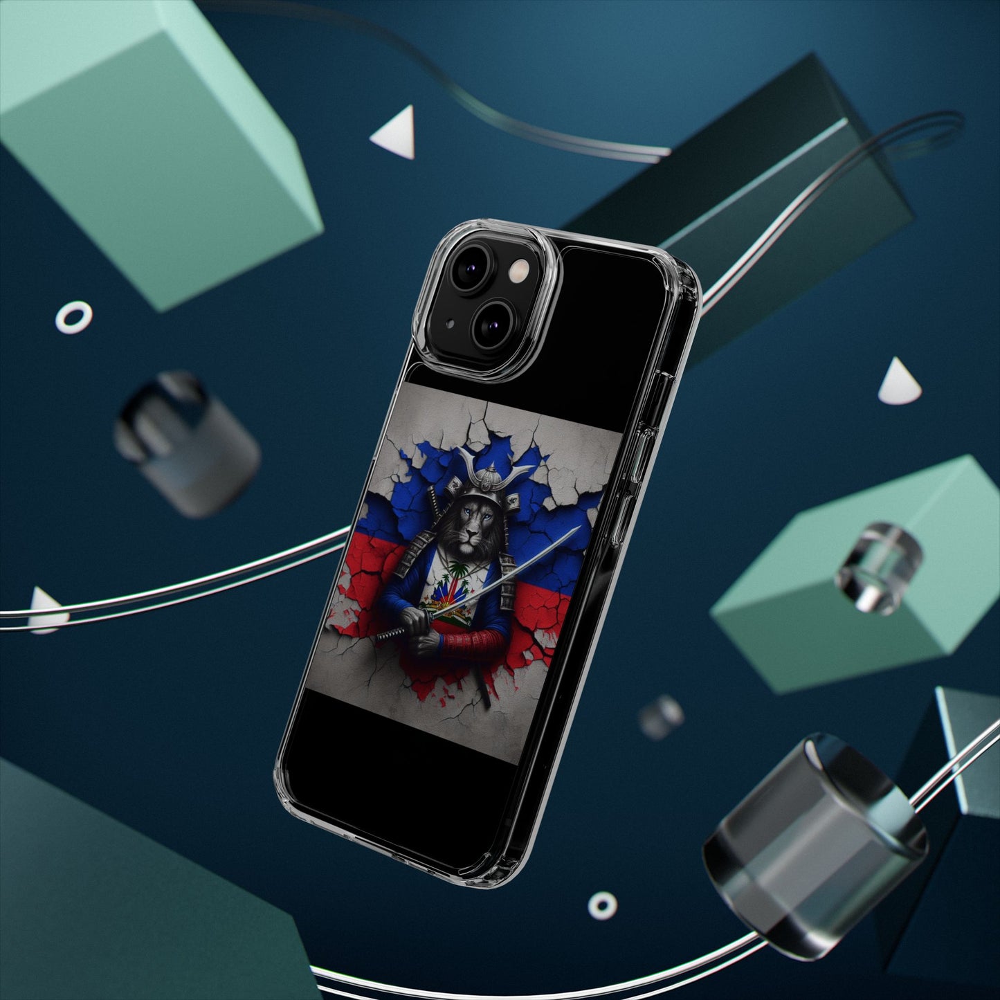 Lion Warrior Clear Phone Case - Trendy Russian Flag Design, Perfect for Animal Lovers and Patriots