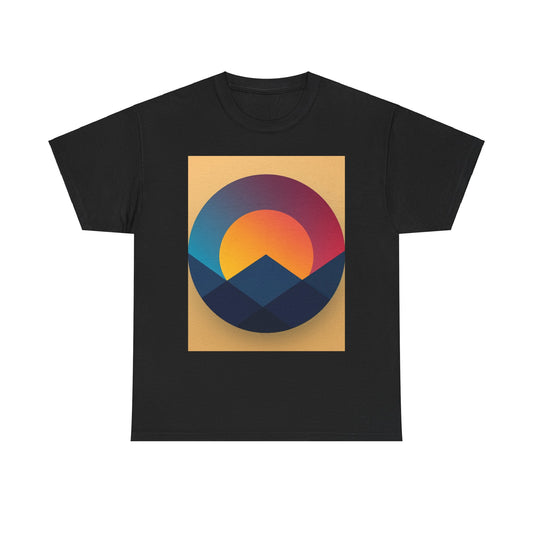 Retro Sunrise Mountain Unisex Heavy Cotton Tee