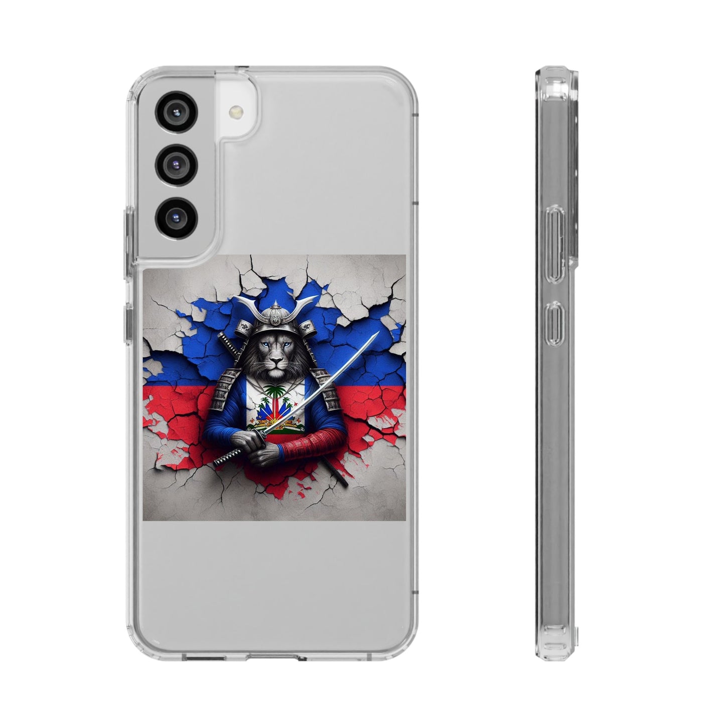 Lion Warrior Clear Phone Case - Trendy Russian Flag Design, Perfect for Animal Lovers and Patriots