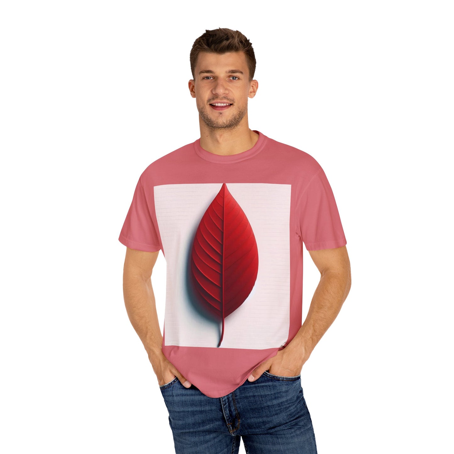 Vibrant Red Leaf Unisex Garment-Dyed T-Shirt