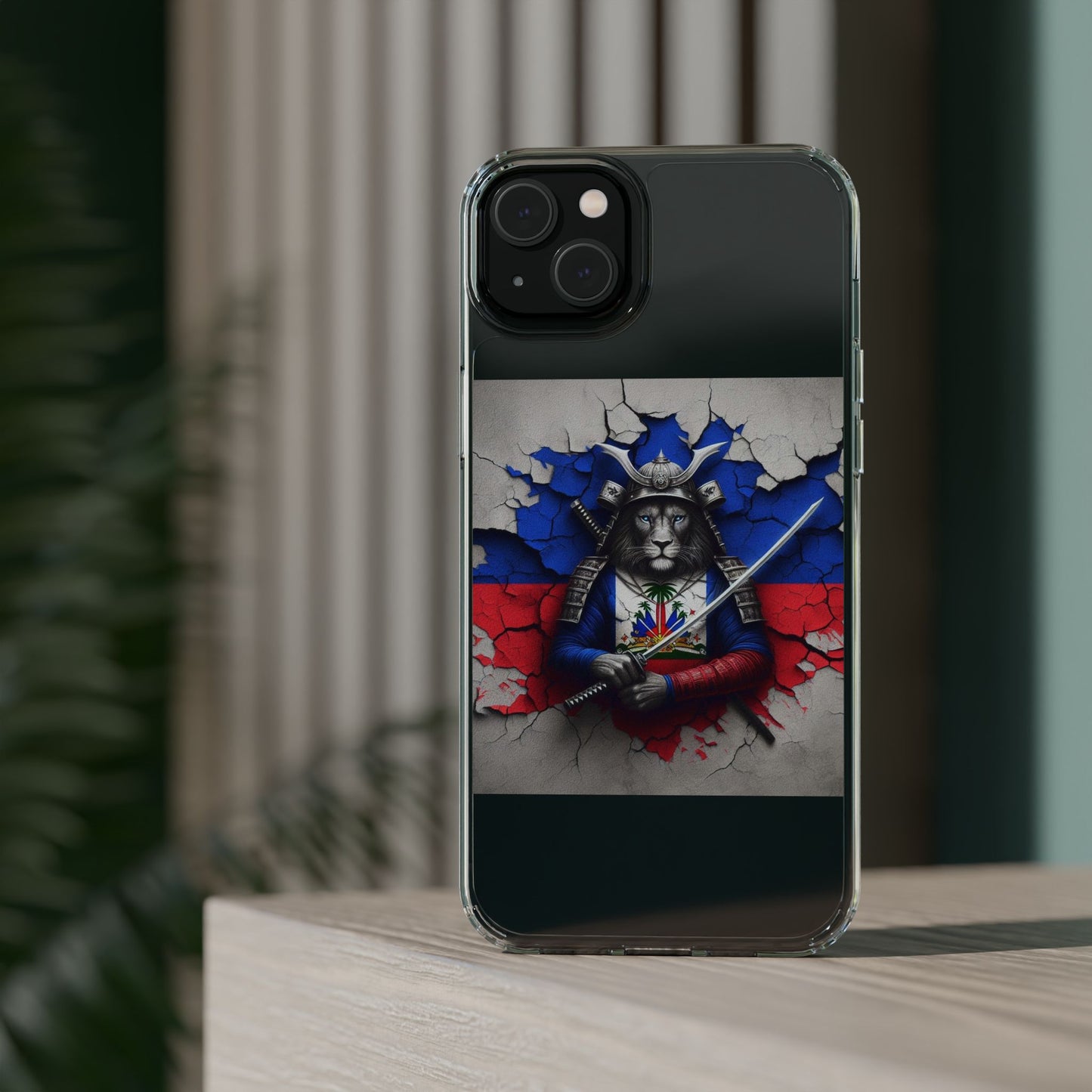 Lion Warrior Clear Phone Case - Trendy Russian Flag Design, Perfect for Animal Lovers and Patriots