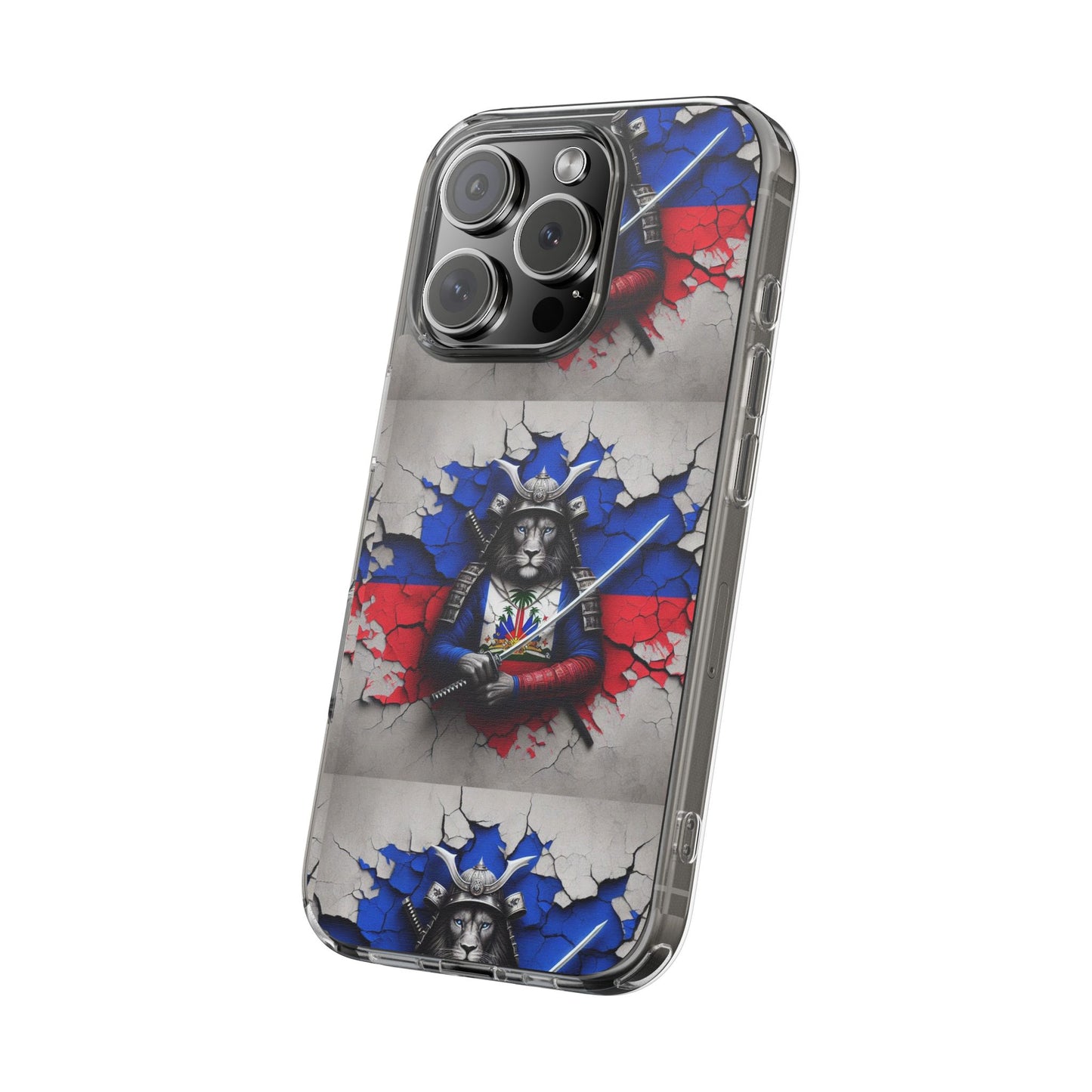 Lion Warrior Clear Phone Case - Trendy Russian Flag Design, Perfect for Animal Lovers and Patriots