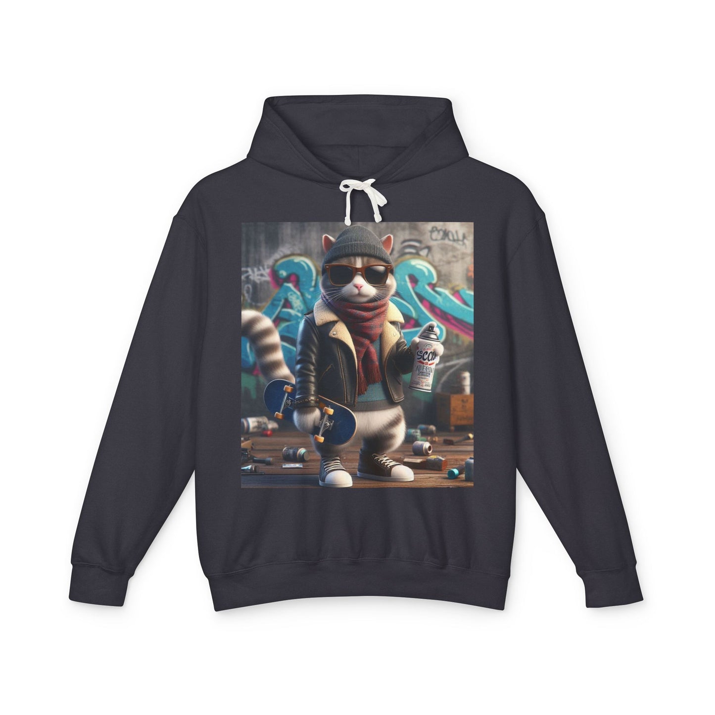 Cool Cat Graffiti Unisex Lightweight Hoodie