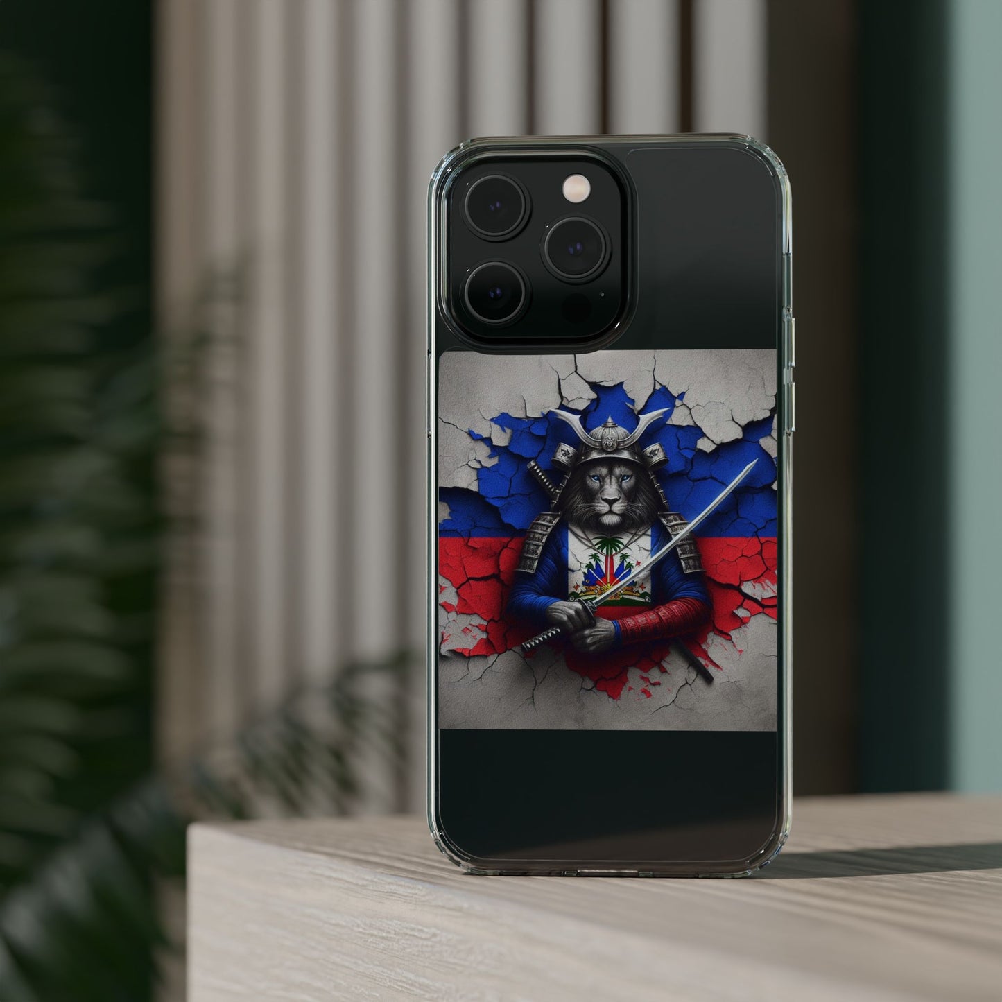 Lion Warrior Clear Phone Case - Trendy Russian Flag Design, Perfect for Animal Lovers and Patriots