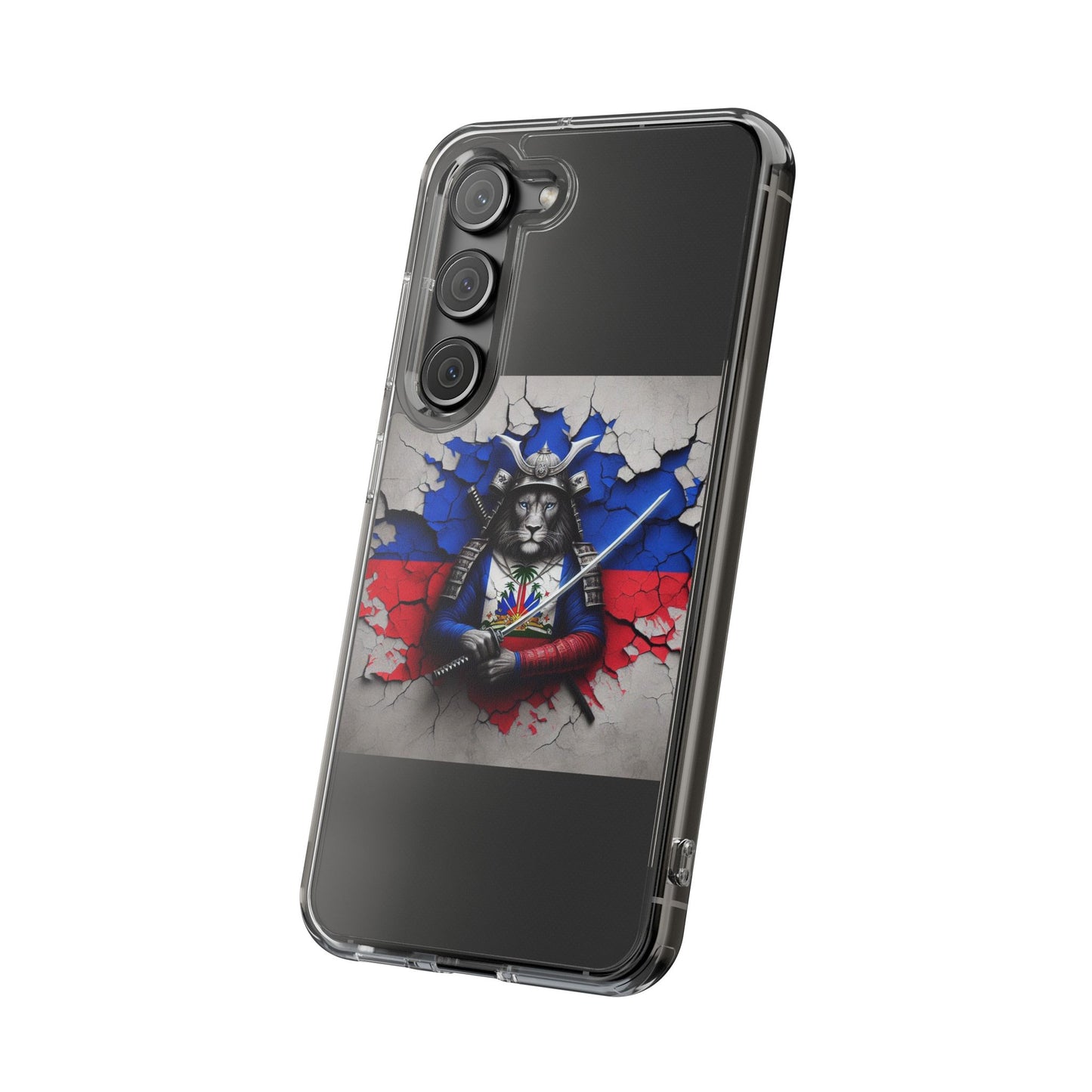 Lion Warrior Clear Phone Case - Trendy Russian Flag Design, Perfect for Animal Lovers and Patriots