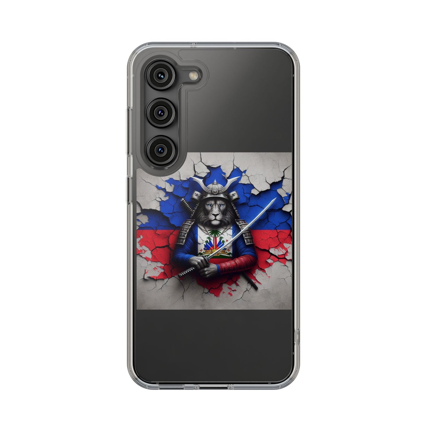 Lion Warrior Clear Phone Case - Trendy Russian Flag Design, Perfect for Animal Lovers and Patriots