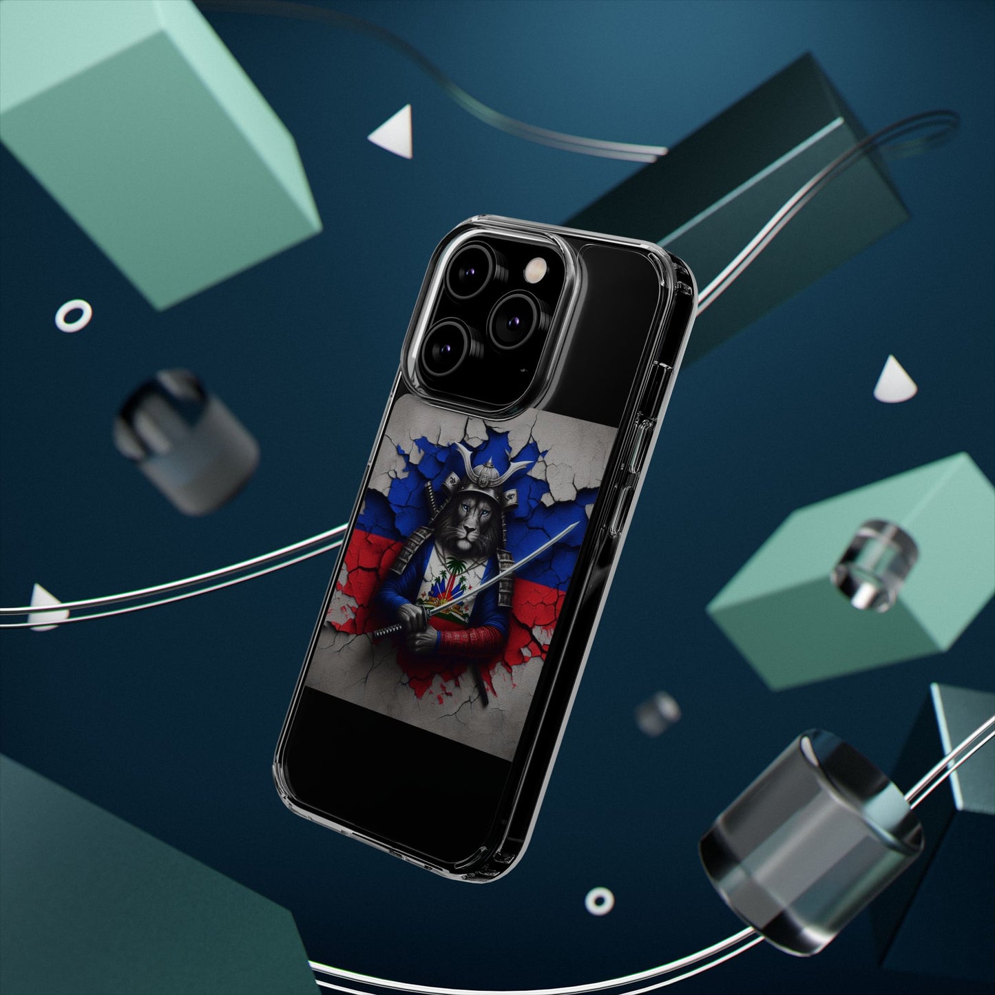 Lion Warrior Clear Phone Case - Trendy Russian Flag Design, Perfect for Animal Lovers and Patriots