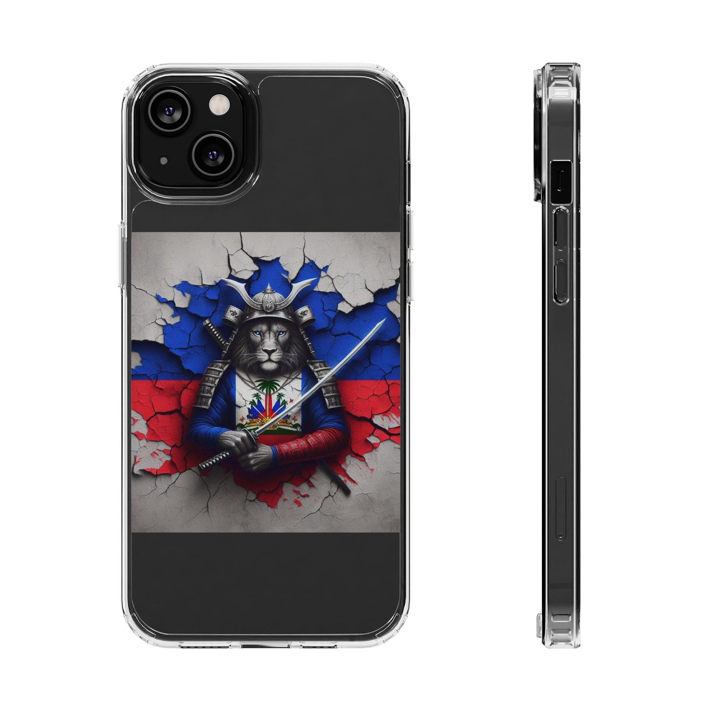 Lion Warrior Clear Phone Case - Trendy Russian Flag Design, Perfect for Animal Lovers and Patriots