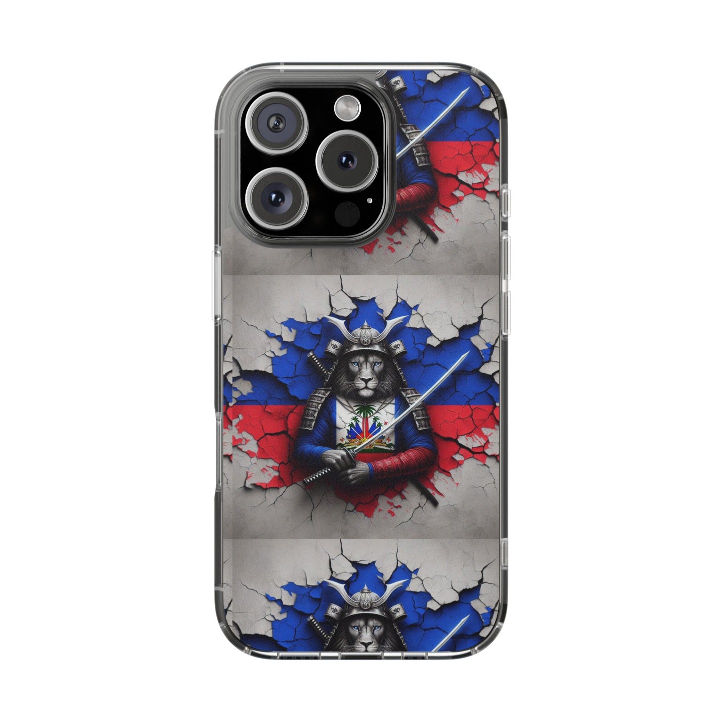 Lion Warrior Clear Phone Case - Trendy Russian Flag Design, Perfect for Animal Lovers and Patriots