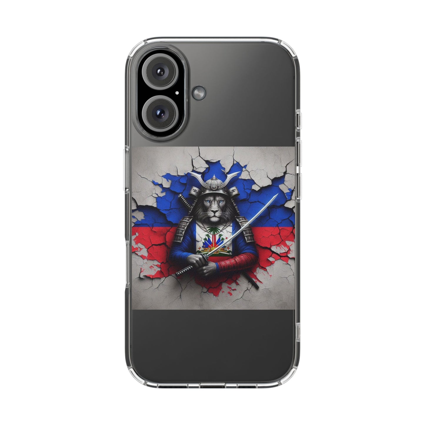 Lion Warrior Clear Phone Case - Trendy Russian Flag Design, Perfect for Animal Lovers and Patriots