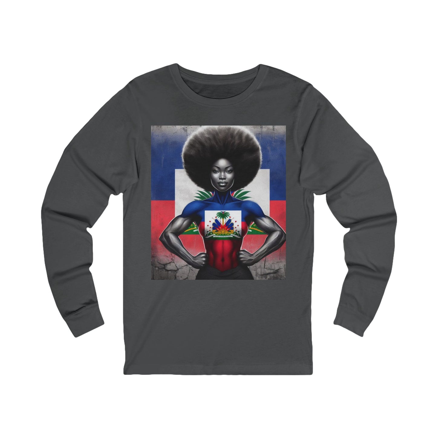 Empowered Heritage Unisex Long Sleeve Tee - Haitian Flag Design