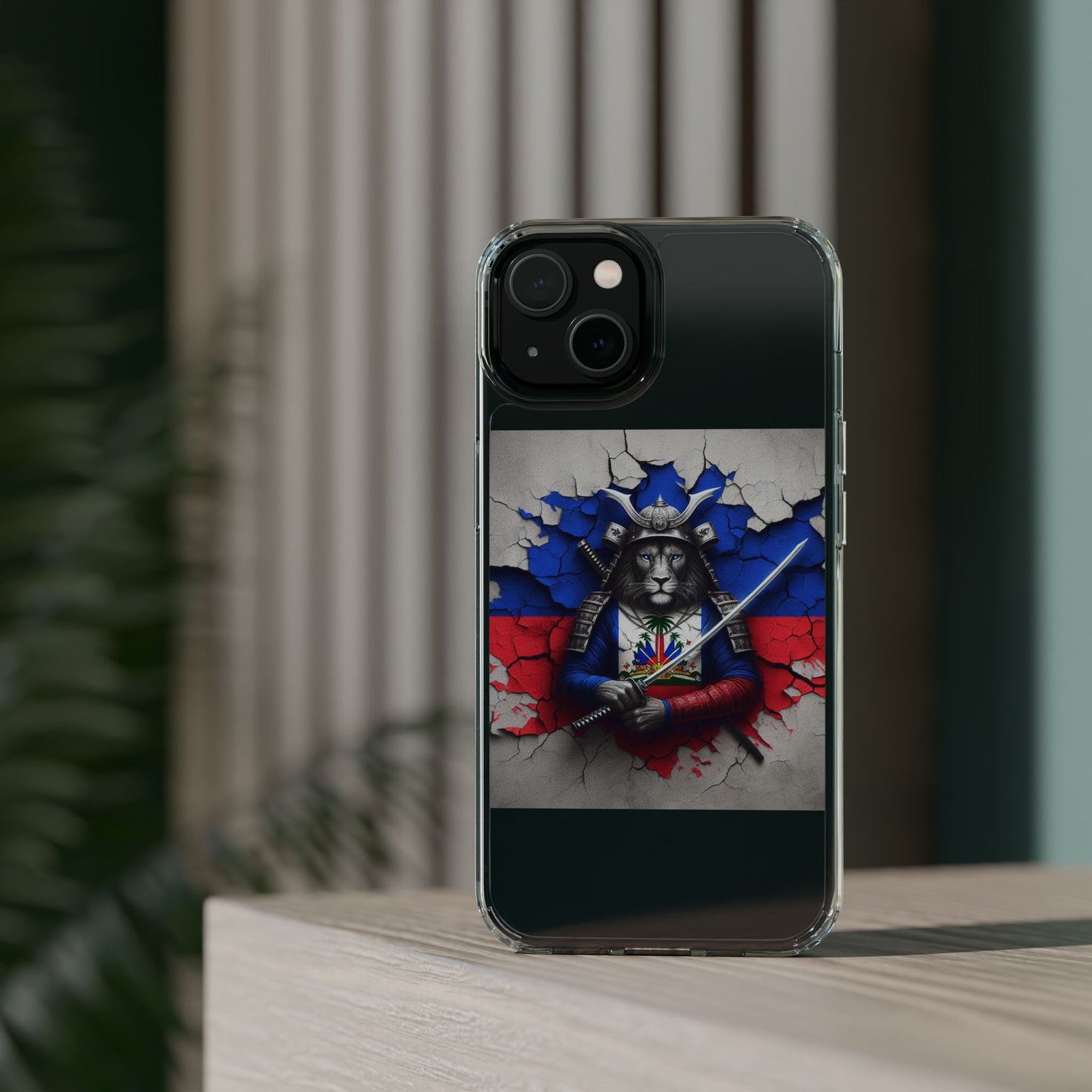 Lion Warrior Clear Phone Case - Trendy Russian Flag Design, Perfect for Animal Lovers and Patriots