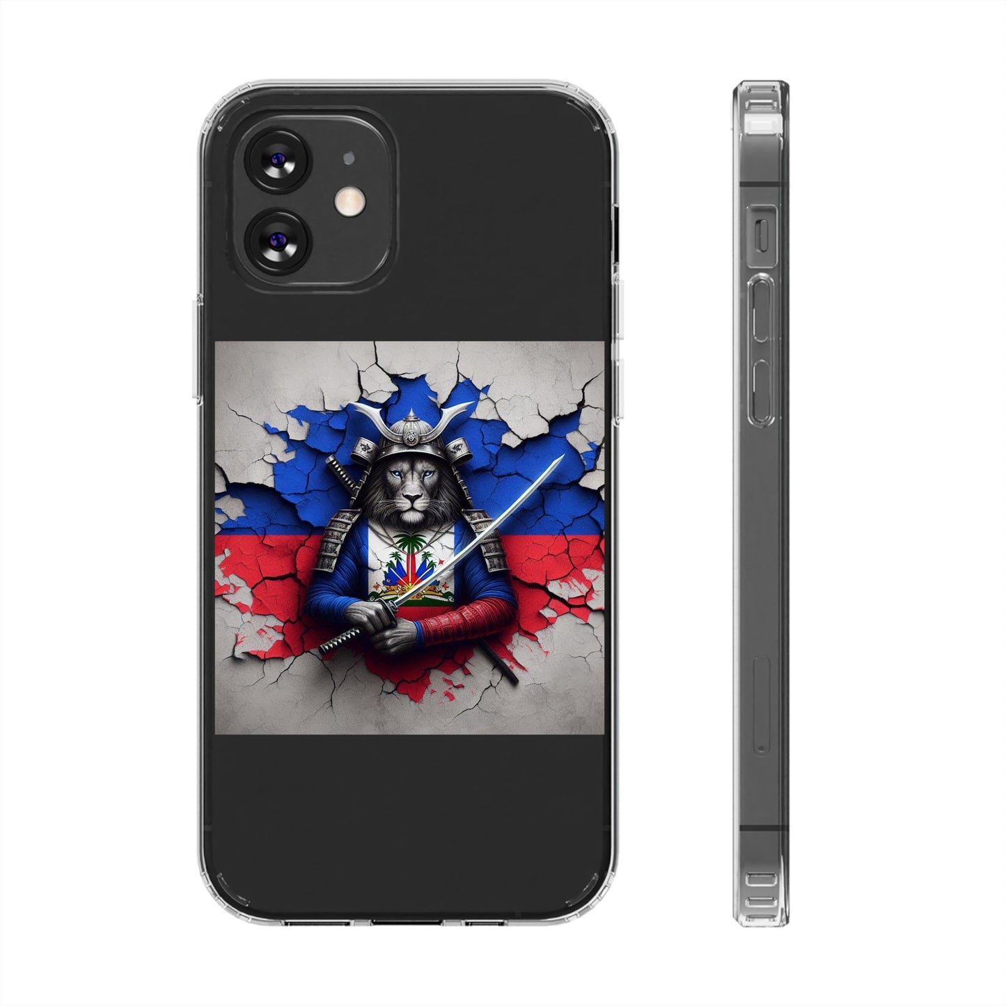 Lion Warrior Clear Phone Case - Trendy Russian Flag Design, Perfect for Animal Lovers and Patriots