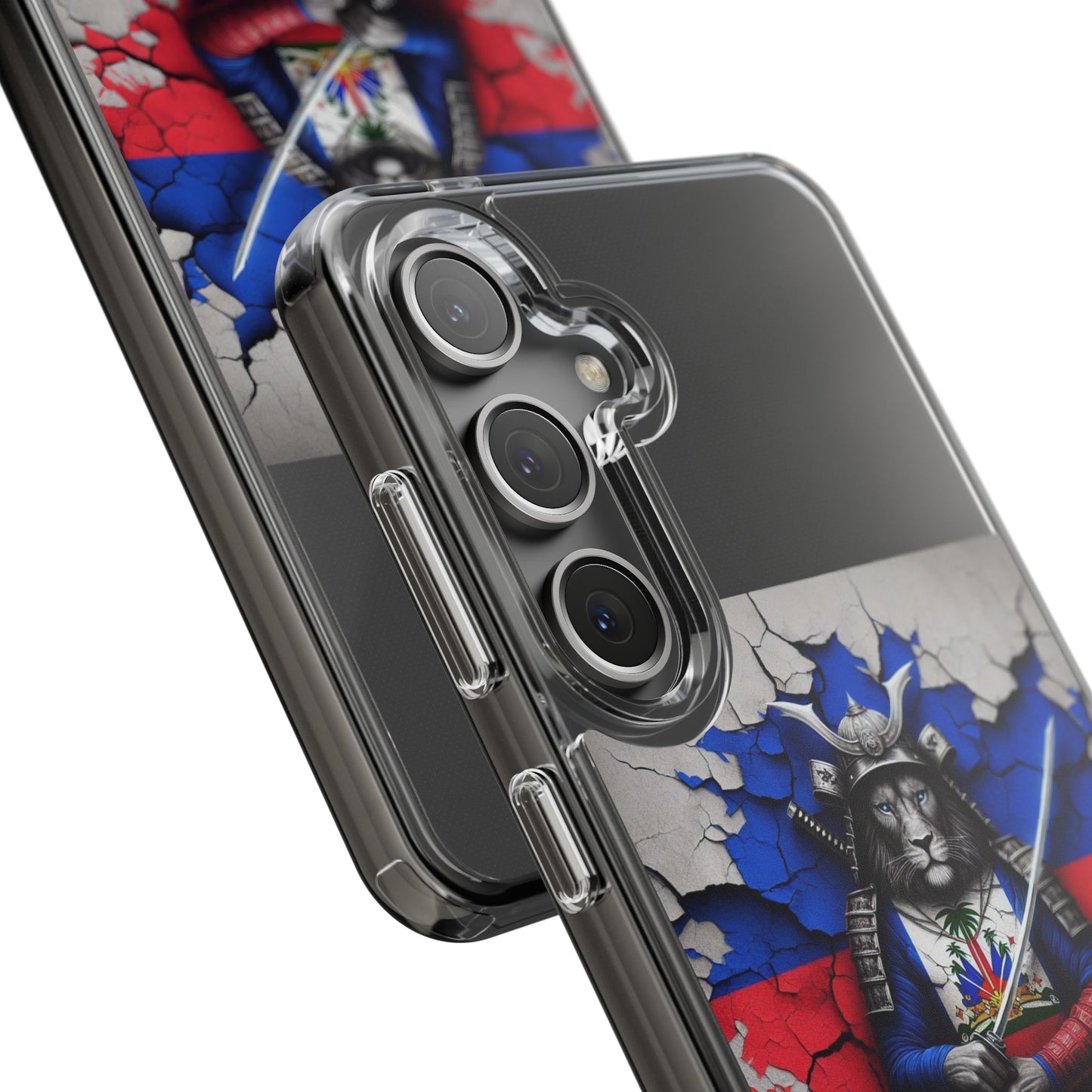 Lion Warrior Clear Phone Case - Trendy Russian Flag Design, Perfect for Animal Lovers and Patriots