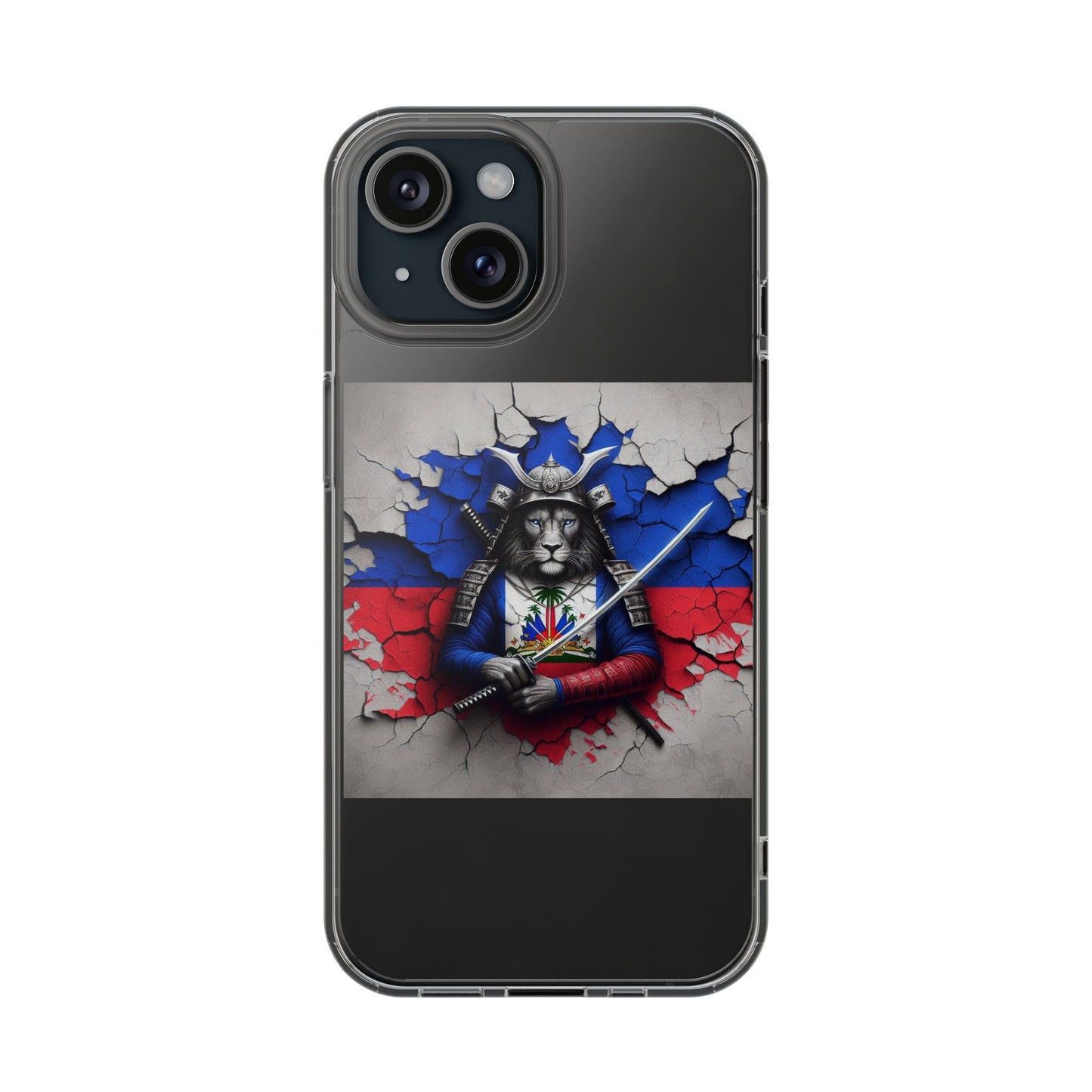 Lion Warrior Clear Phone Case - Trendy Russian Flag Design, Perfect for Animal Lovers and Patriots