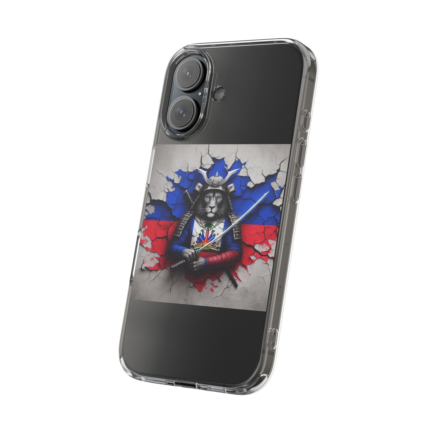 Lion Warrior Clear Phone Case - Trendy Russian Flag Design, Perfect for Animal Lovers and Patriots