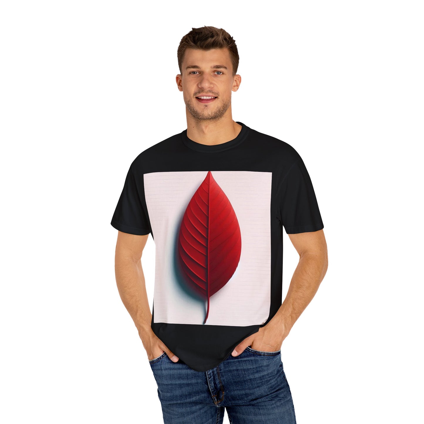 Vibrant Red Leaf Unisex Garment-Dyed T-Shirt