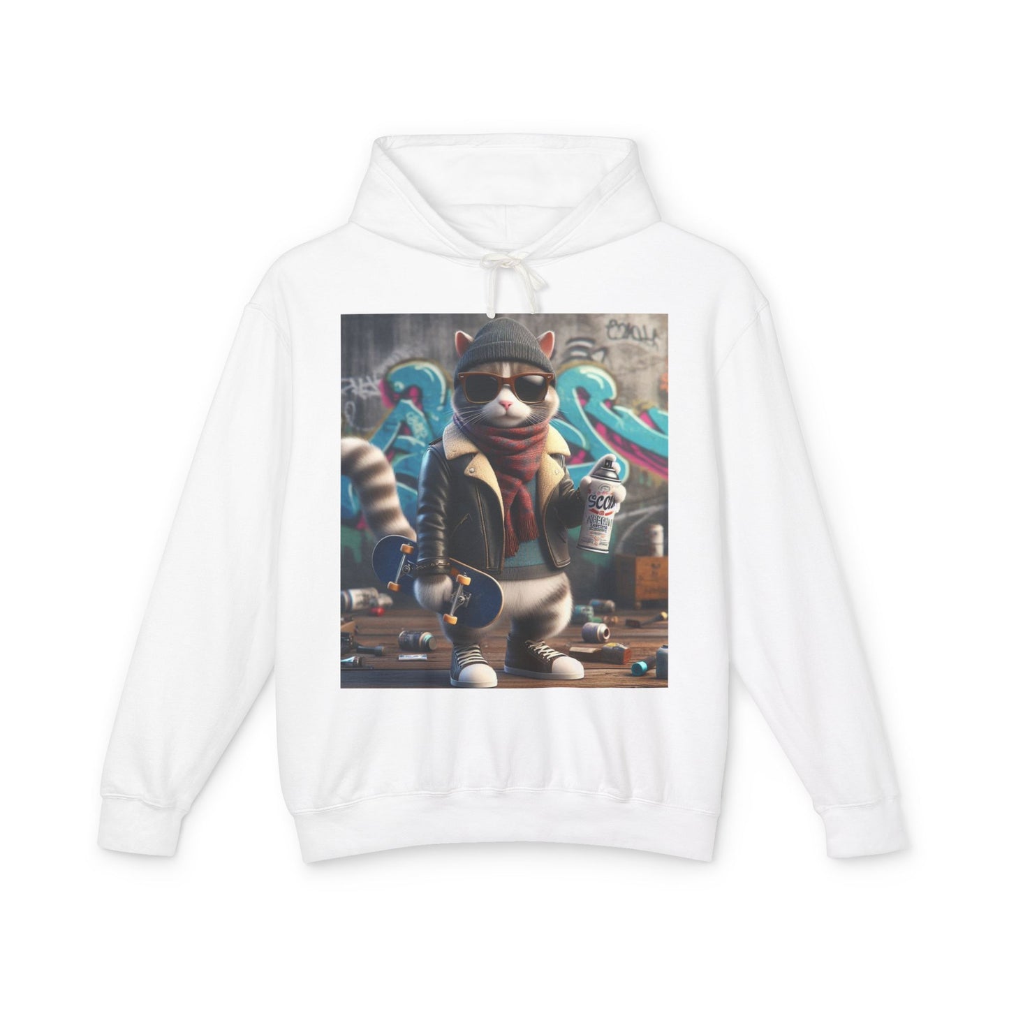 Cool Cat Graffiti Unisex Lightweight Hoodie