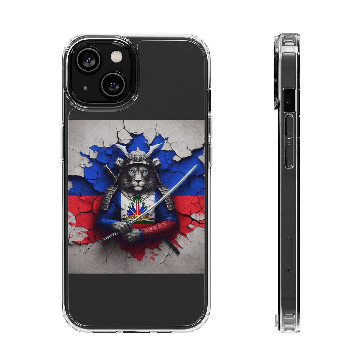 Lion Warrior Clear Phone Case - Trendy Russian Flag Design, Perfect for Animal Lovers and Patriots