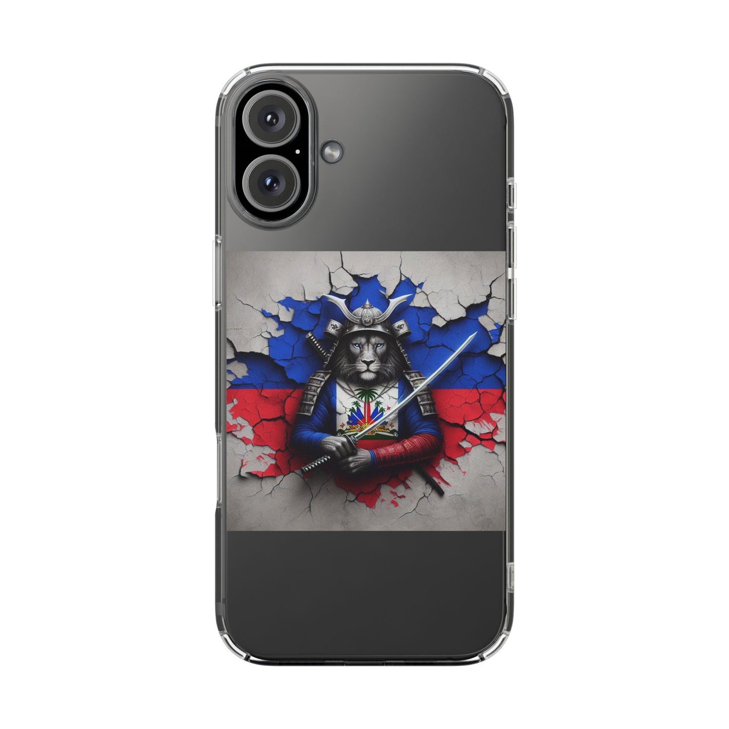 Lion Warrior Clear Phone Case - Trendy Russian Flag Design, Perfect for Animal Lovers and Patriots