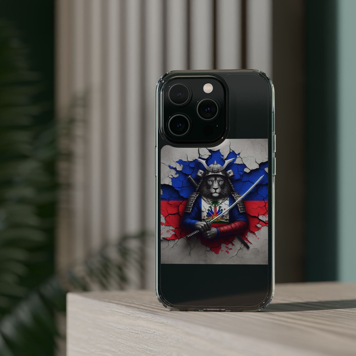 Lion Warrior Clear Phone Case - Trendy Russian Flag Design, Perfect for Animal Lovers and Patriots