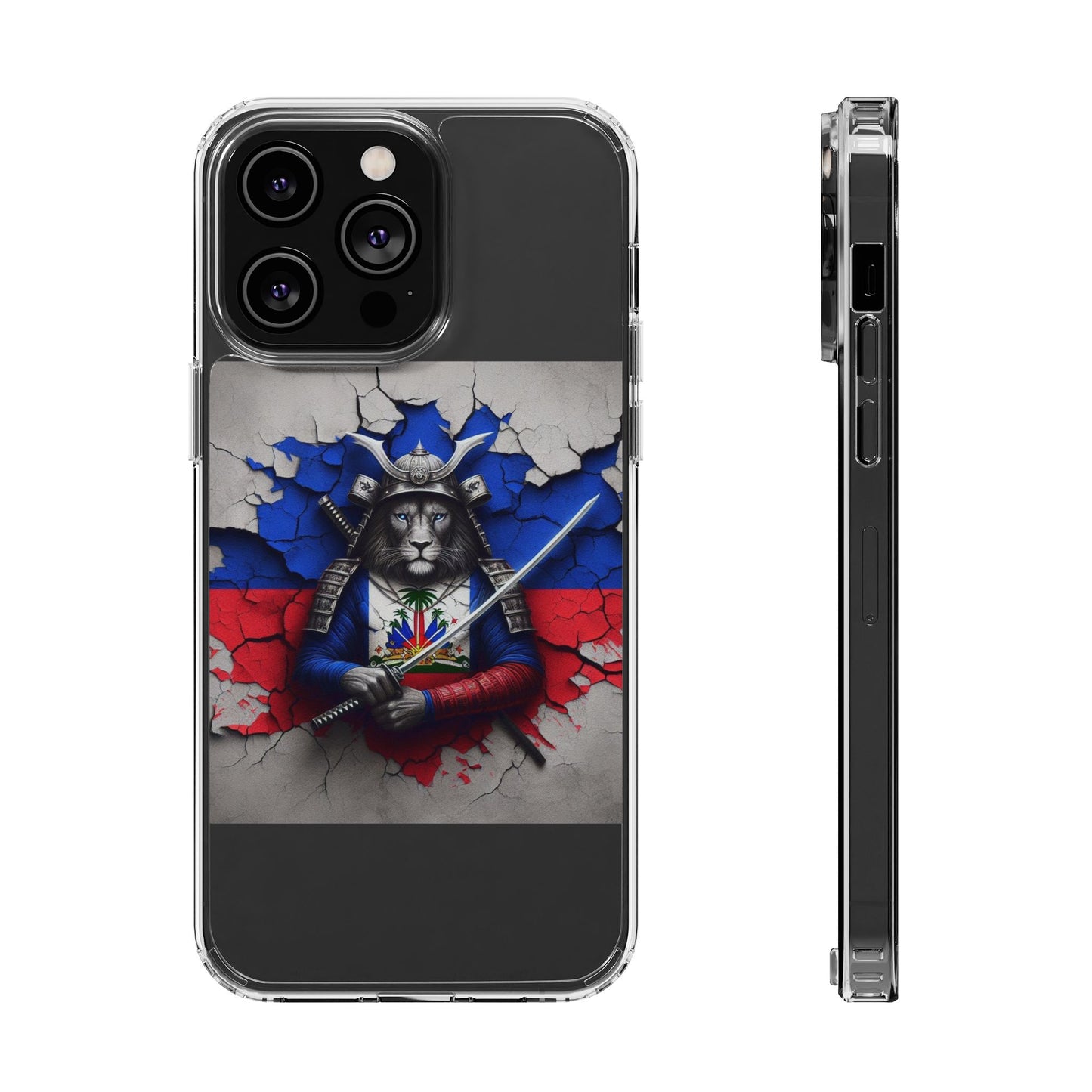 Lion Warrior Clear Phone Case - Trendy Russian Flag Design, Perfect for Animal Lovers and Patriots