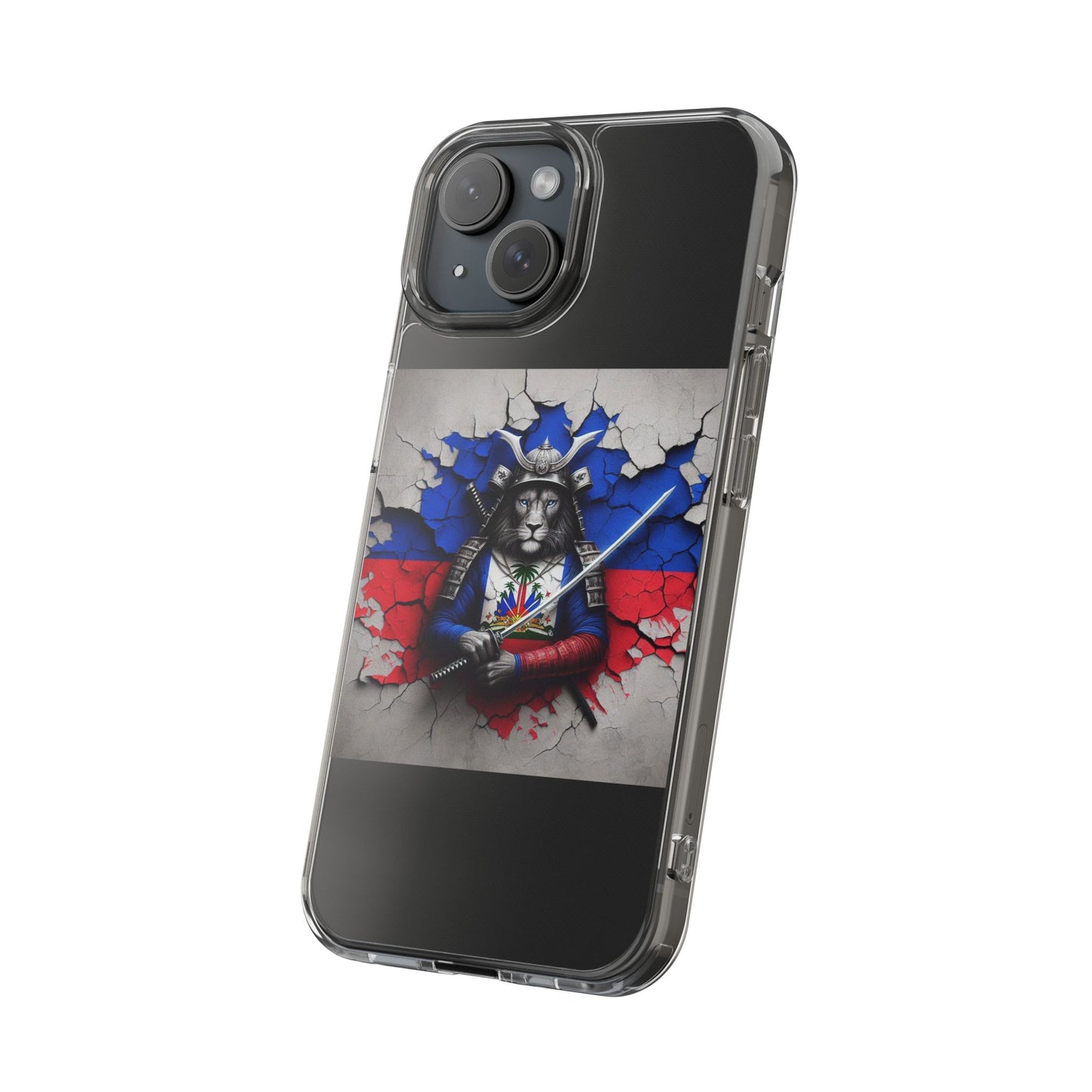 Lion Warrior Clear Phone Case - Trendy Russian Flag Design, Perfect for Animal Lovers and Patriots