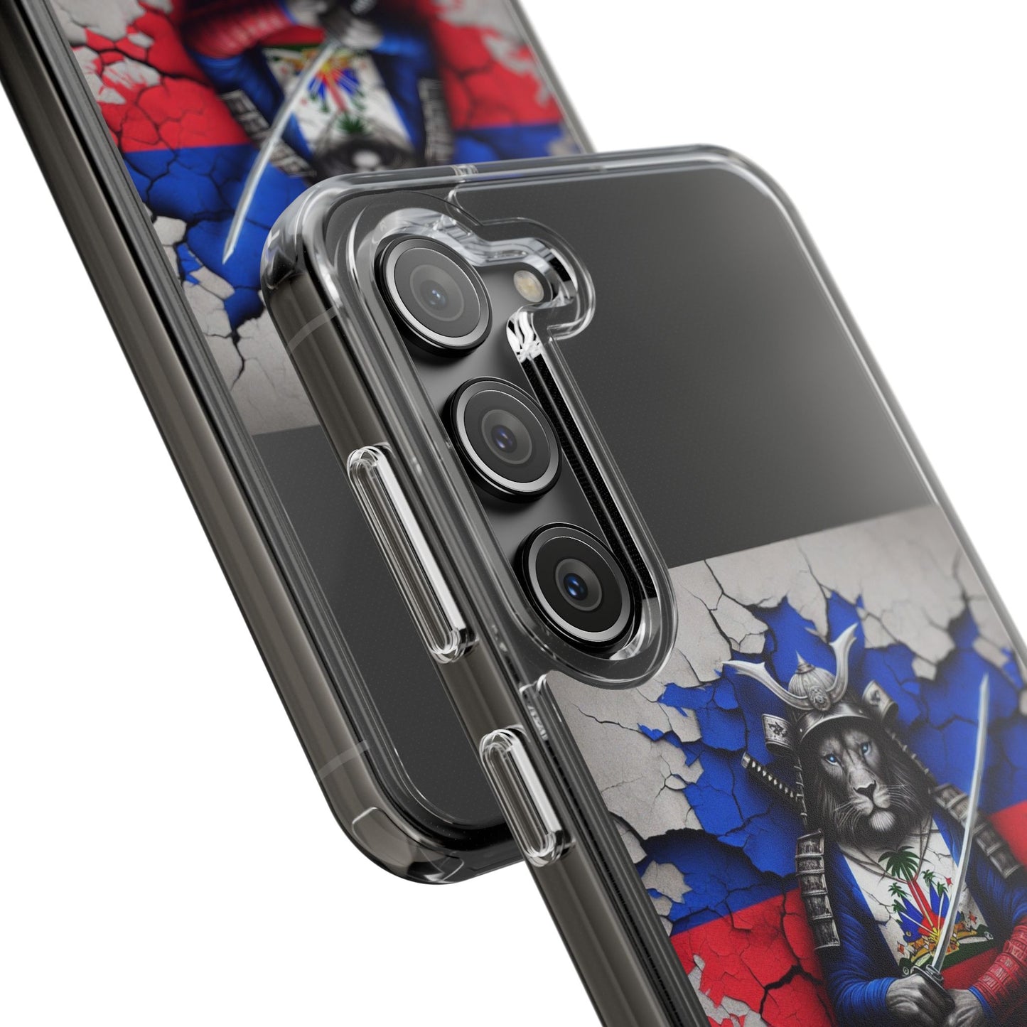 Lion Warrior Clear Phone Case - Trendy Russian Flag Design, Perfect for Animal Lovers and Patriots